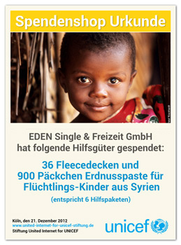 Hilfsgterspende fr UNICEF - Gemeinsam fr Kinder